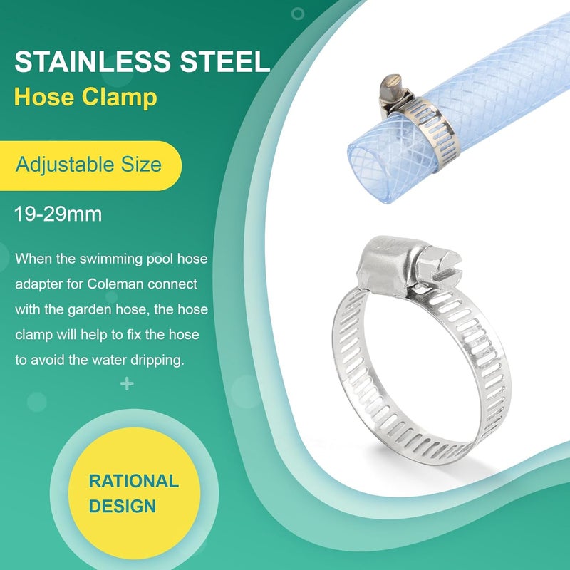 FKBAightccy 2 PCS Swimming Pool Drain Fitting Connects Replacement for Coleman Pool Drain Plug Connector Hose Adapter Connect to Connect to The Bottom of The Pool with 2 PCS Hose Clamps - Image 5